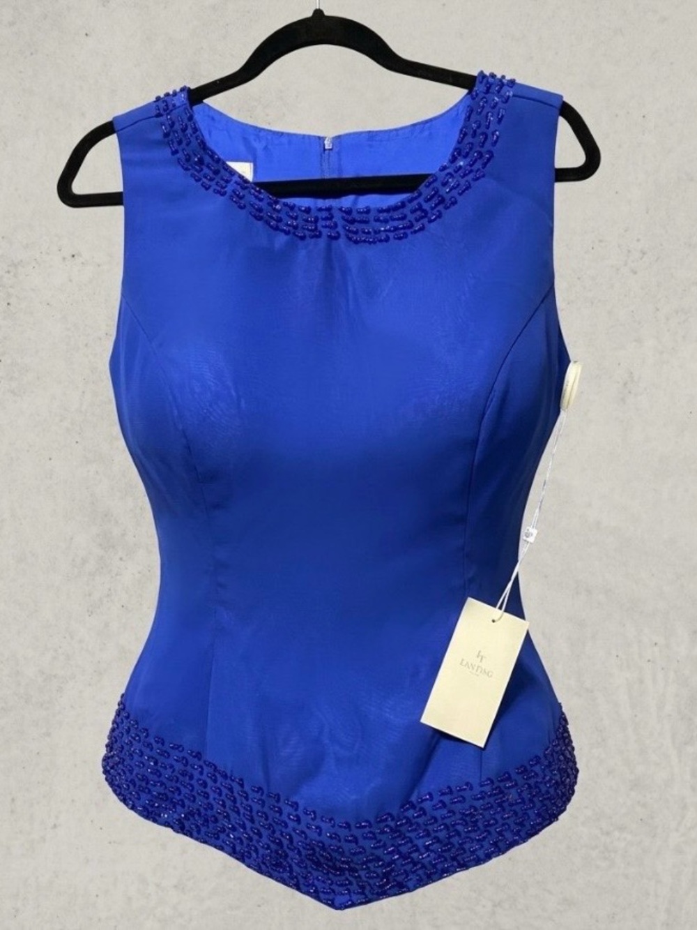 NWT TS Couture LanTing Bride Sequin Beaded Royal Blue Formal Top 1X